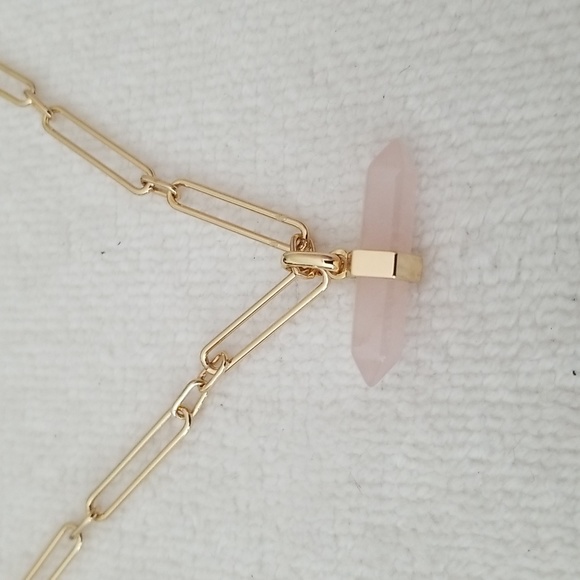 New ALLSAINTS Rose Quartz Large Link Pendant Necklace - Picture 4 of 11